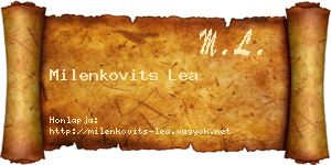 Milenkovits Lea névjegykártya
